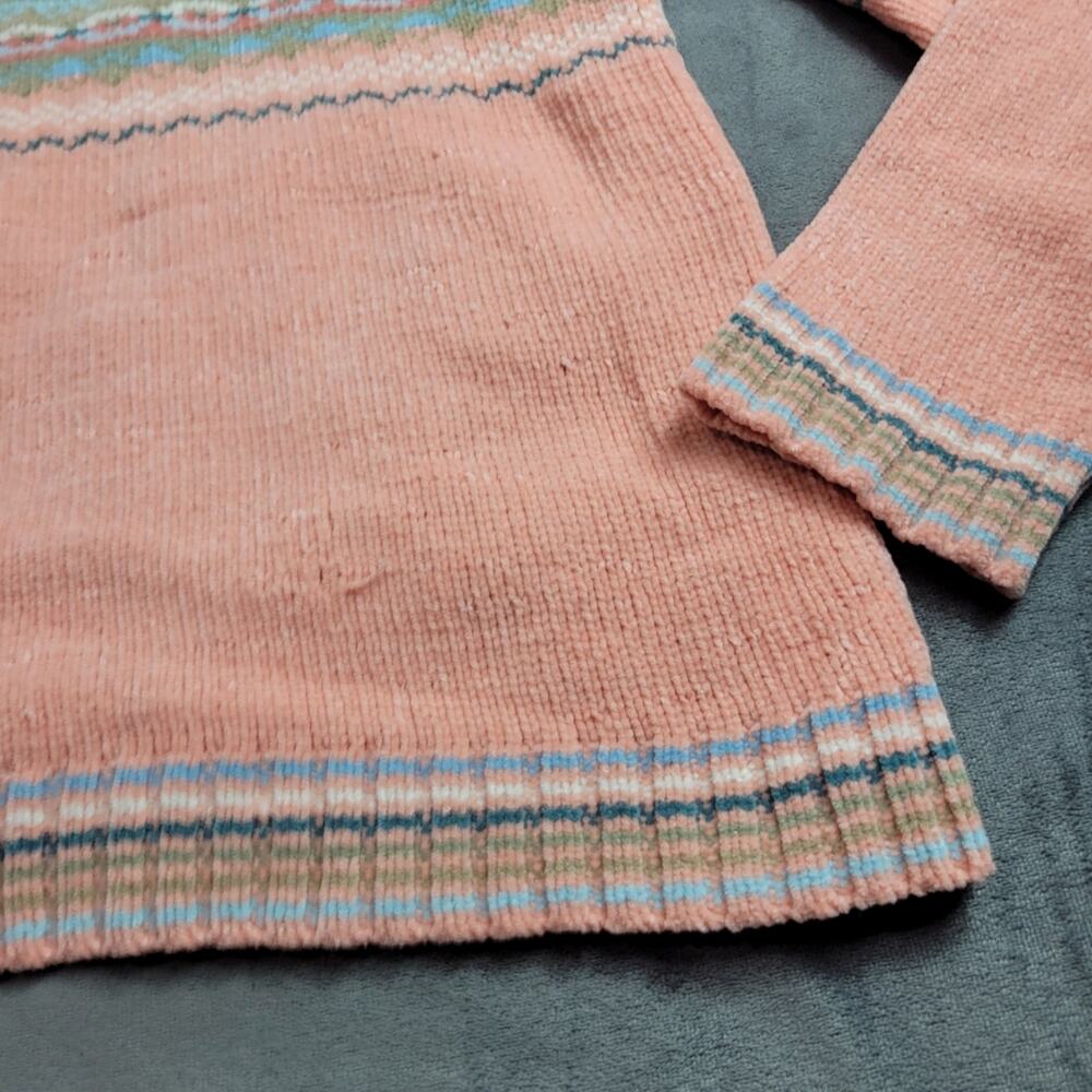 Carolyn Taylor Turtleneck Sweater Womens Size Medium Pale Pink Stripe Fair Isle - Picture 8 of 12